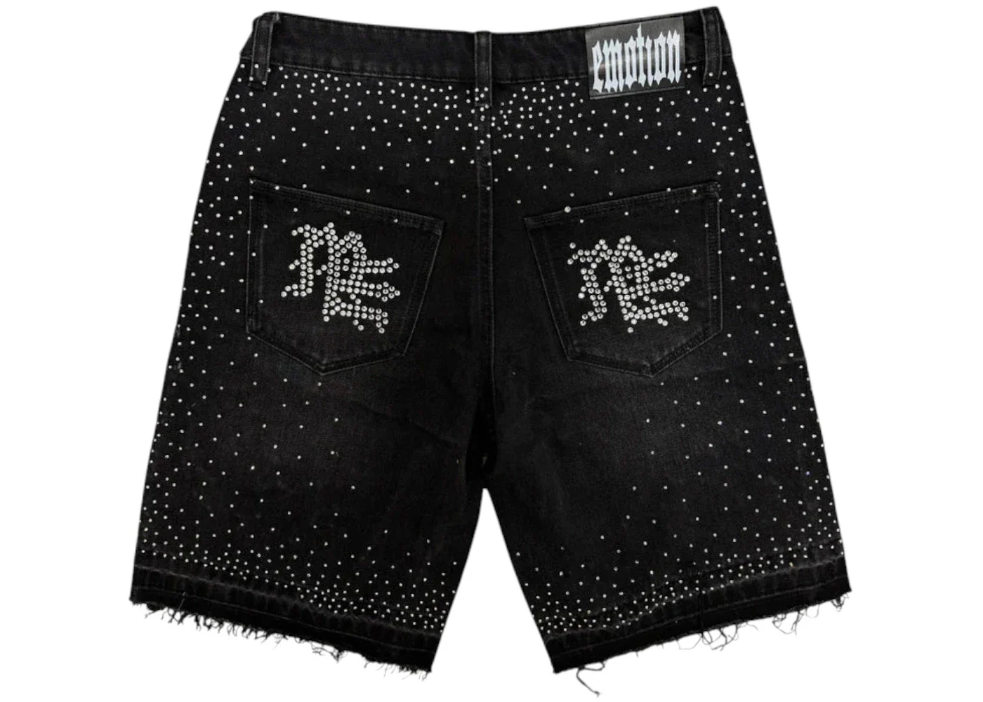 Mixed Emotions ME Rhinestone Denim Shorts Black