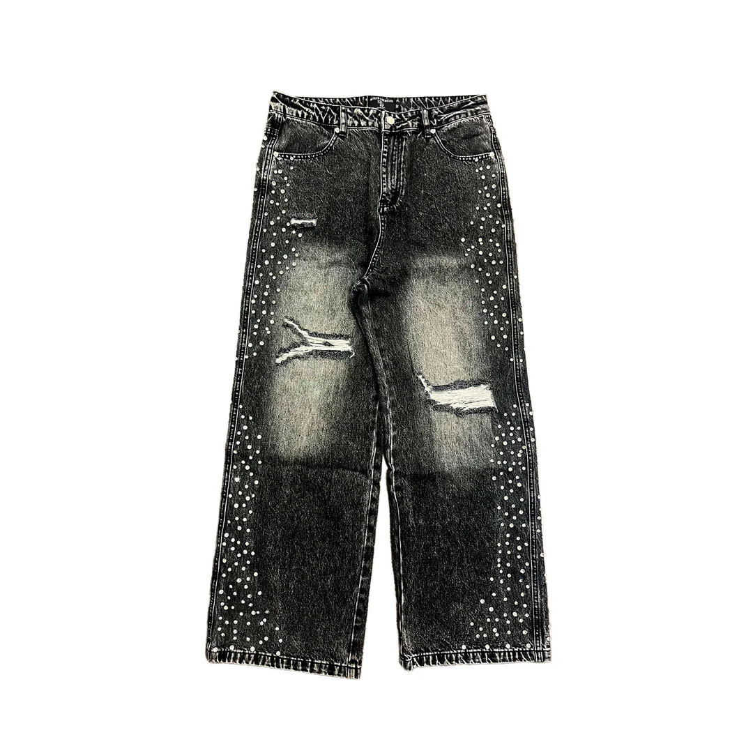 Mixed Emotion Jeans Black Stone Baggy Ripped