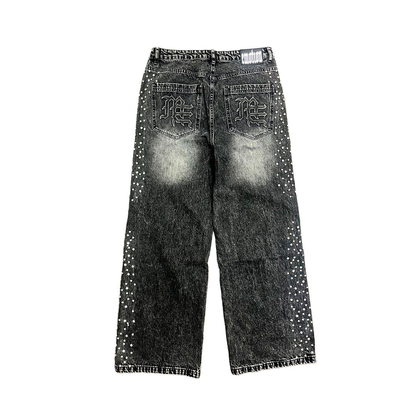 Mixed Emotion Jeans Black Stone Baggy Ripped