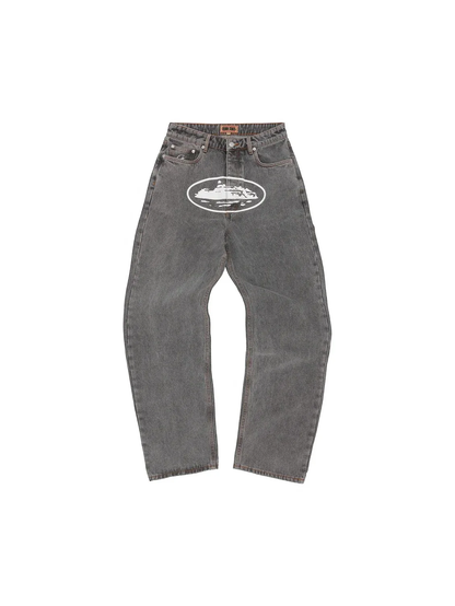 Corteiz Island Baggy Jeans Light Grey