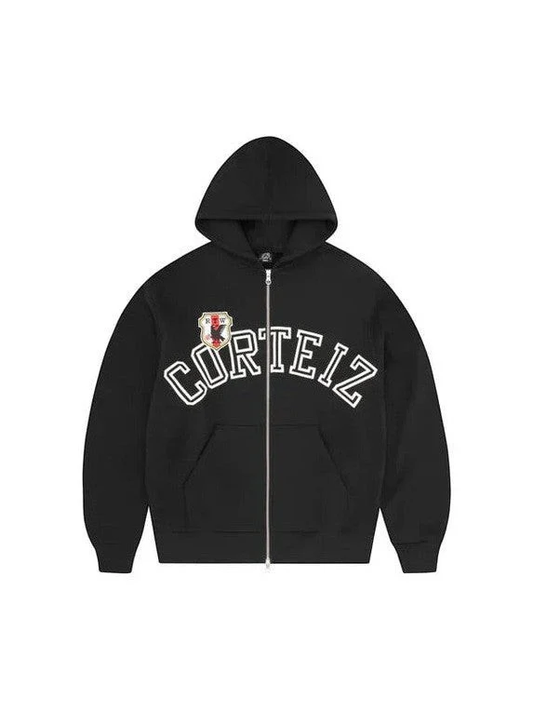 Corteiz Arch Shield Zip Hoodie Black