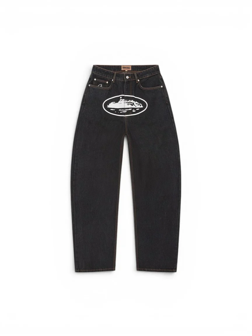 Corteiz Island Baggy Jeans Washed Black