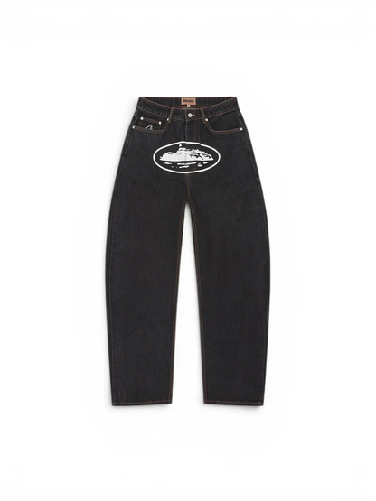 Corteiz Island Baggy Jeans Washed Black