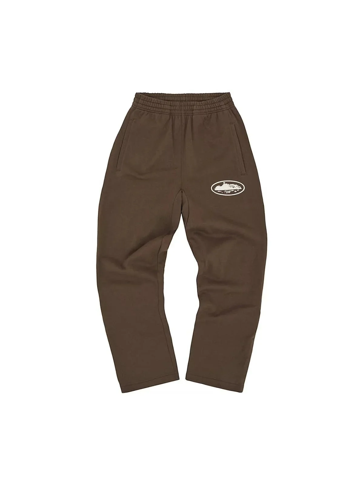 Corteiz Island Puff Print Open Hem Pant Brown