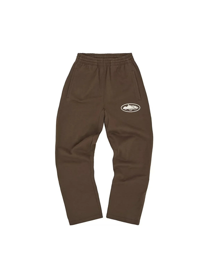 Corteiz Island Puff Print Open Hem Pant Brown