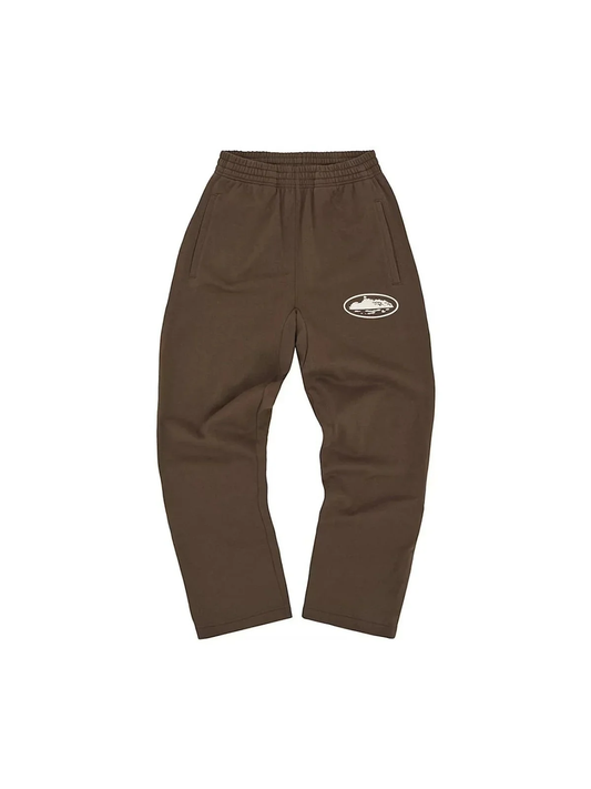 Corteiz Island Puff Print Open Hem Pant Brown
