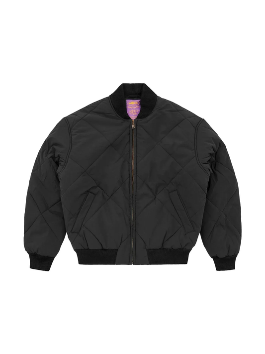 Corteiz Old English Quilted Bomber Jacket Black