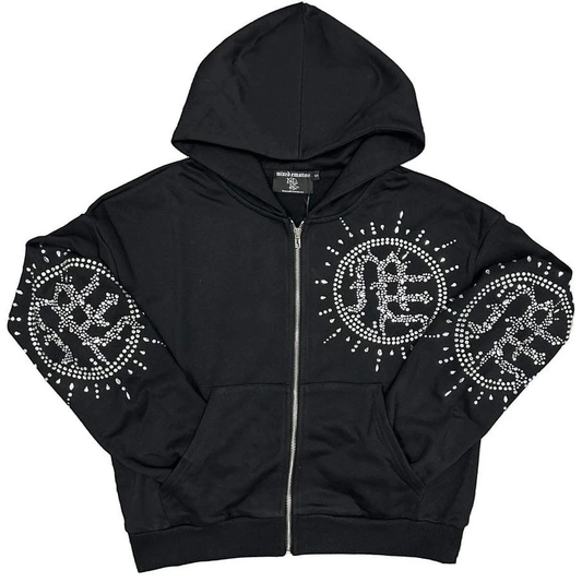 Mixed Emotions Eclipse Rhinestone Black Zip Hoodie
