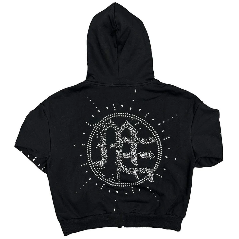 Mixed Emotions Eclipse Rhinestone Black Zip Hoodie