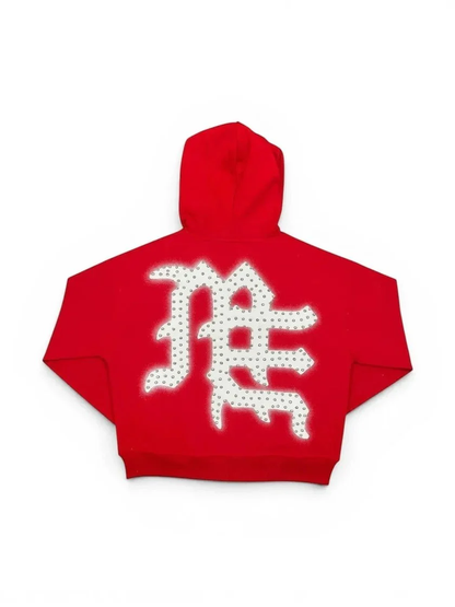 Mixed Emotions End Rhinestone Hoodie Red