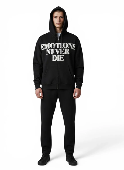 Mixed Emotions End Rhinestone Hoodie Black