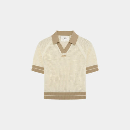 Eme Studios ´Ocata Off Sand Crochet´ Knit Polo
