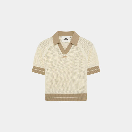 Eme Studios ´Ocata Off Sand Crochet´ Knit Polo