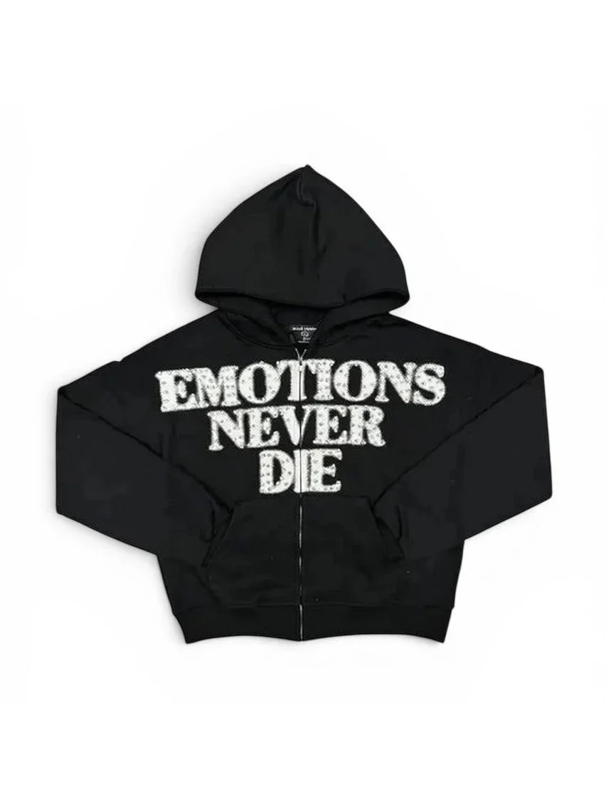 Mixed Emotions End Rhinestone Hoodie Black