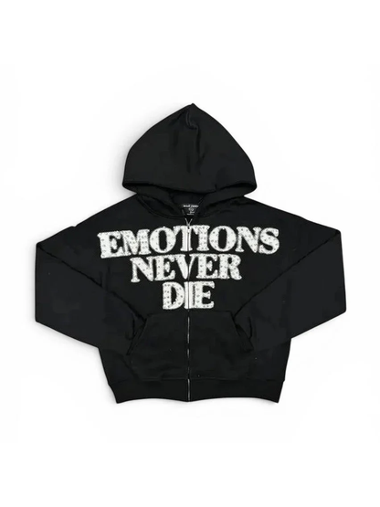 Mixed Emotions End Rhinestone Hoodie Black